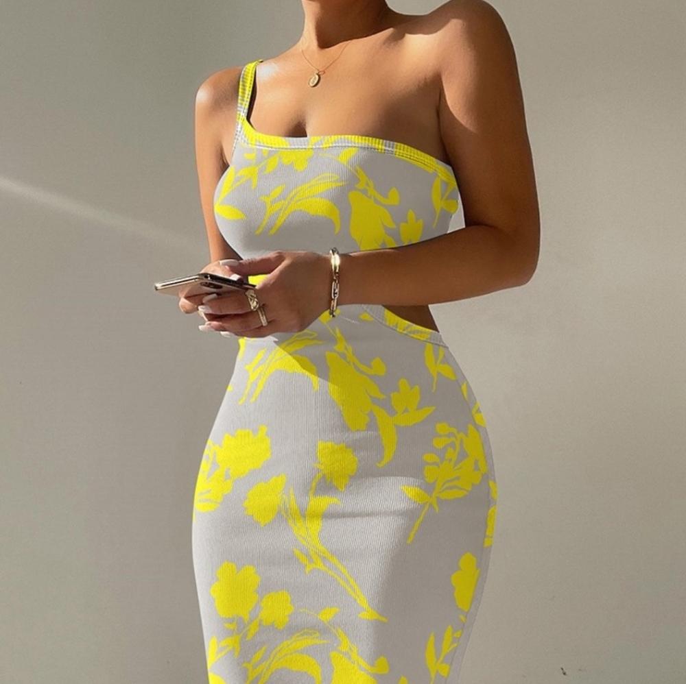 Floral One Should Cut Out Bodycon Dress